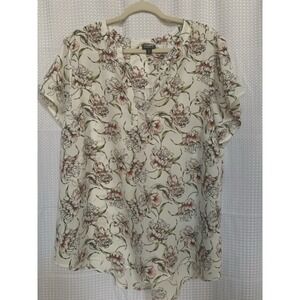 Torrid Womens Size 2 2x Short Sleeve White And Floral Blouse